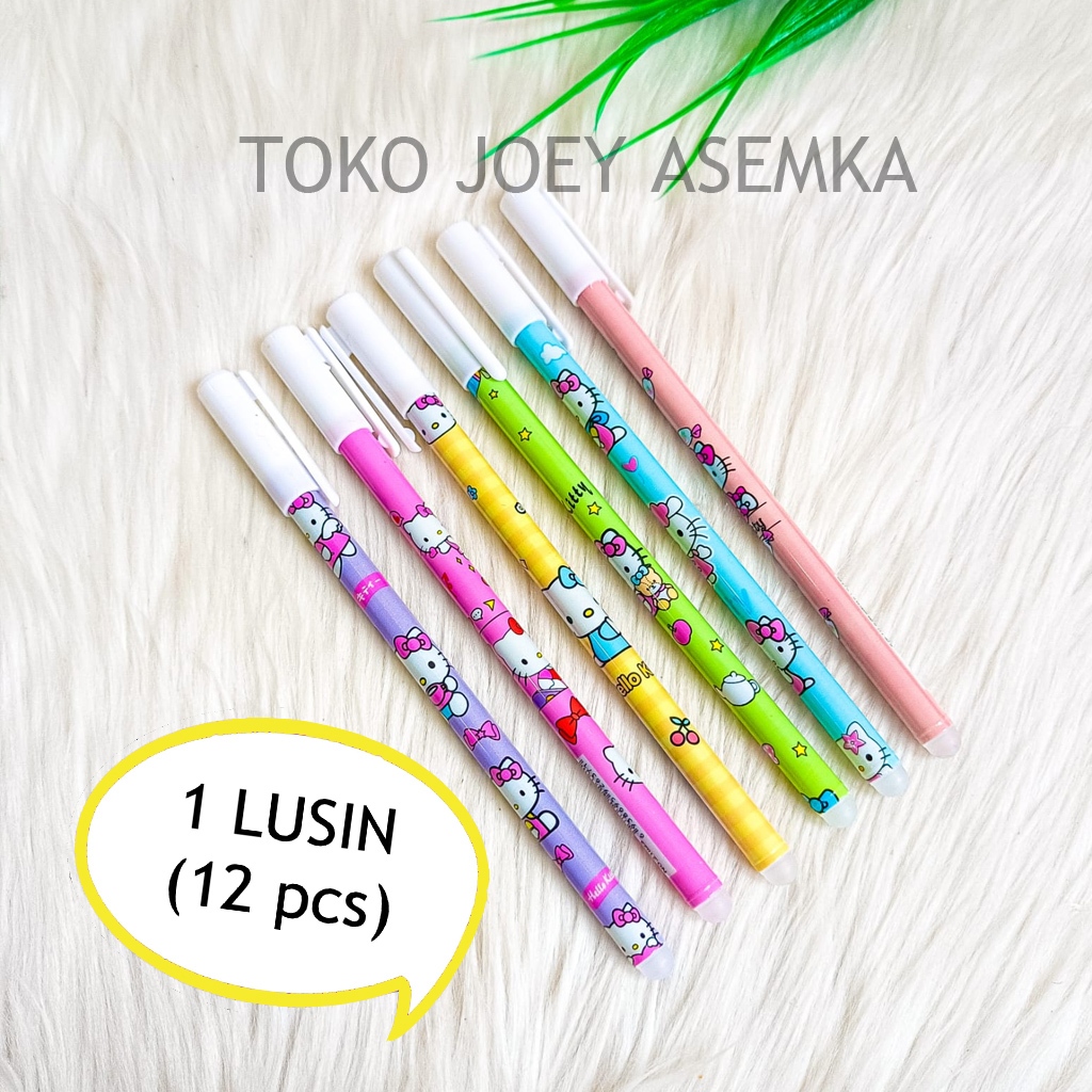 

(12 PCS) PULPEN BISA DIHAPUS MOTIF SANRIO HELLO KITTY PEN ERASEABLE PENA BOLPEN