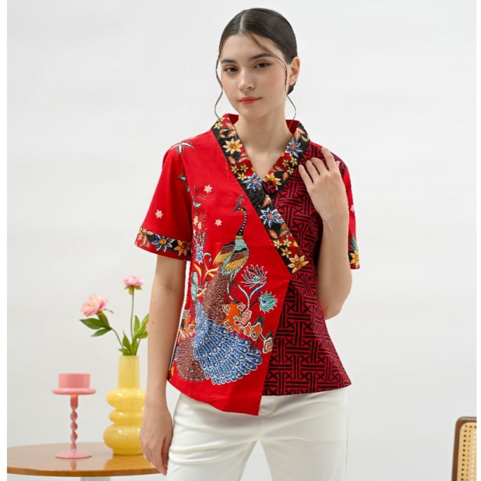 Atasan Batik Wanita/ Baju Batik Wanita Model Kimono Lengan Pendek 267
