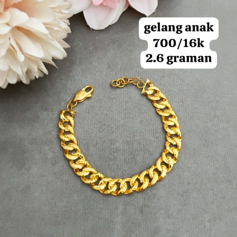 gelang anak model sisik naga emas asli kadar 700/16k