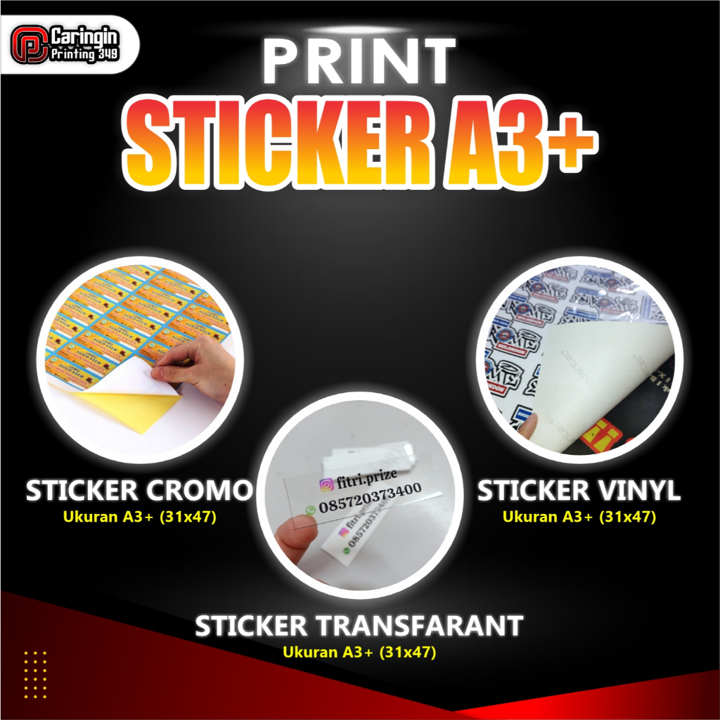 

Print Stiker ukuran a3+ murah untuk label makanan buku minuman souvenir label undangan karakter dll