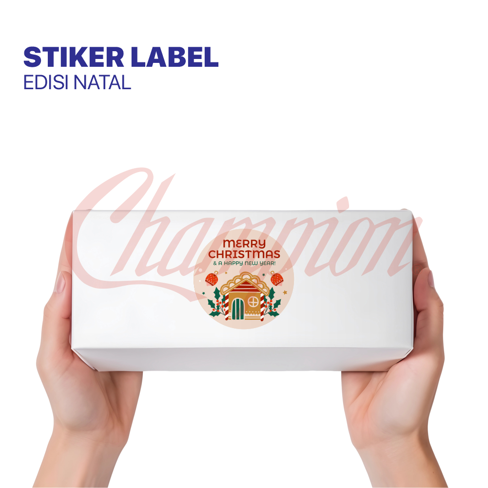 

Sticker Label Natal Bulat/Sticker Christmas Label Toples/Seal Package Hampers Dus/Box Kue