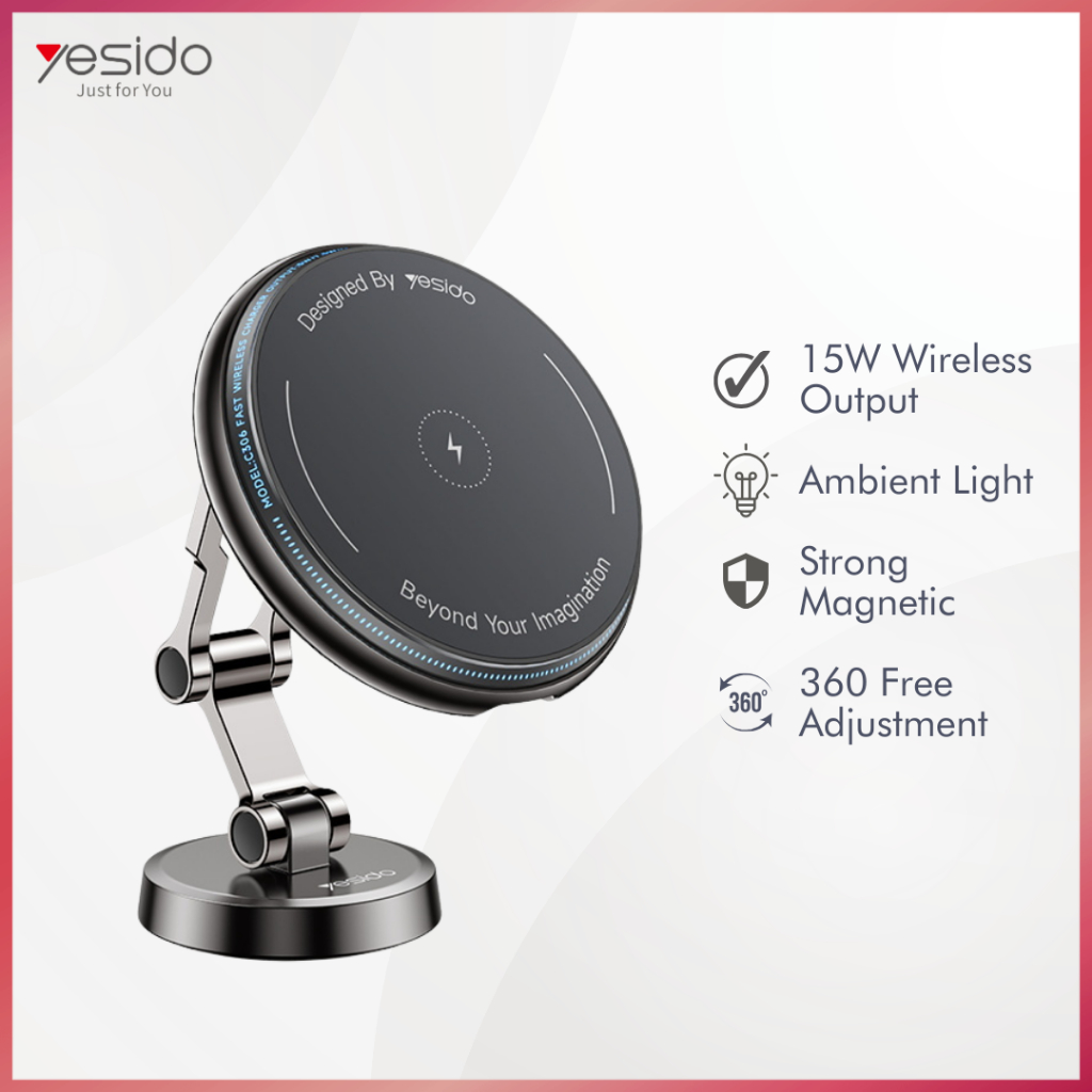 YESIDO Magnetic Wireless Car Charger Phone Holder 15W Magsafe Compatible