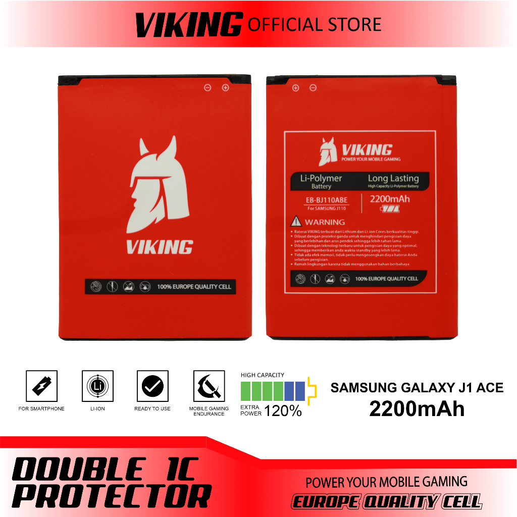 VIKING Baterai Samsung J1 ACE J110 Double Power