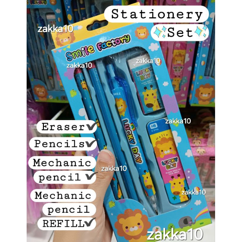 

Alat Tulis Stationery Set Pensil Penghapus Eraser Mechanic Pencil (Blue)