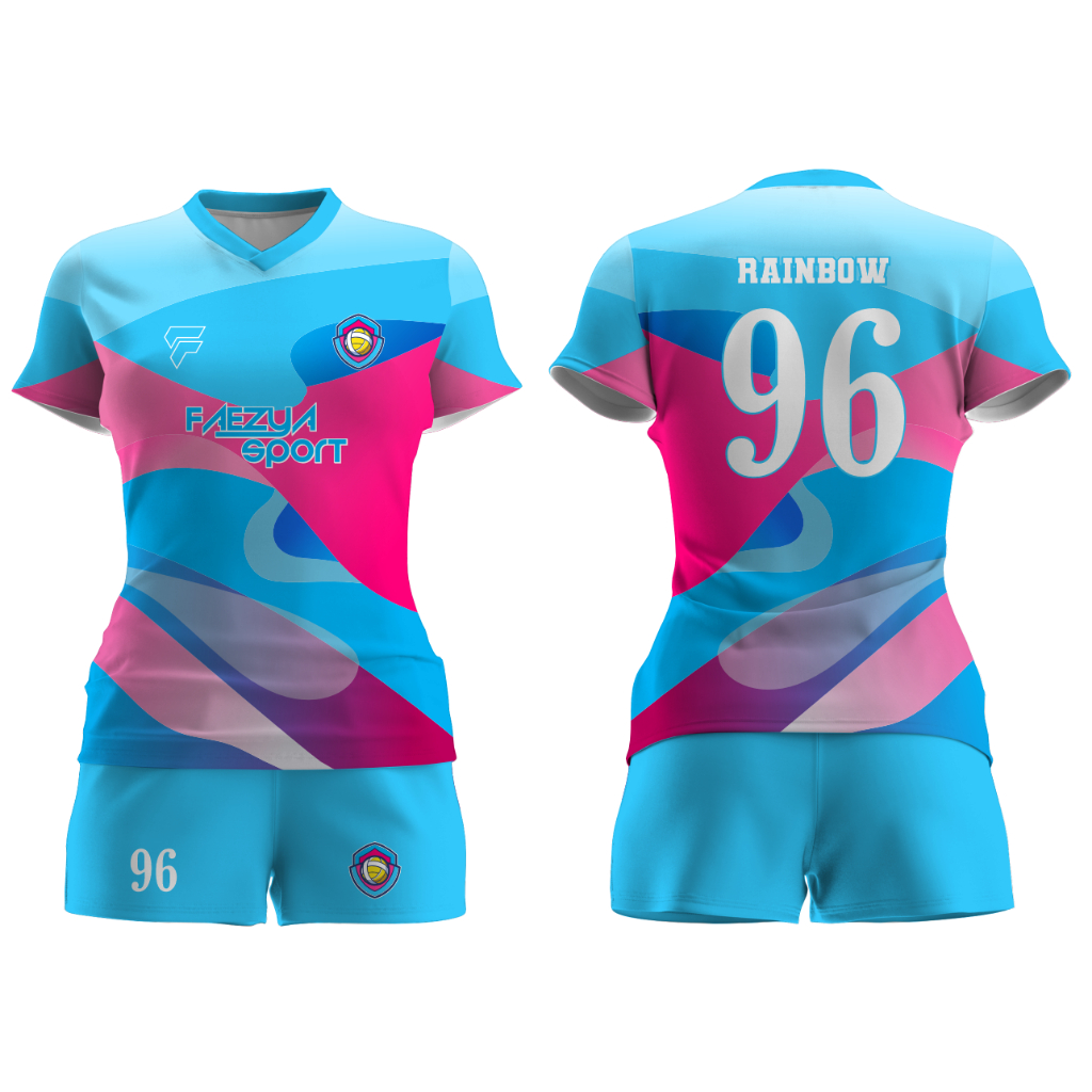 Baju Jersey Voli Terbaru - Full Printing dan Gratis Nama Rainbow Faeyza Sport