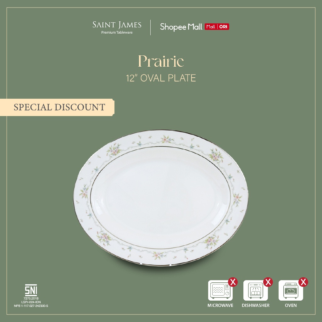 Saint James Prairie 12 inch Oval Plate - Piring Makan