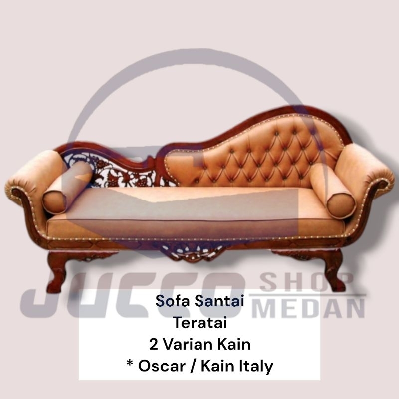 [ Jucco ] Sofa Santai Tampar Oscar / Kain Italia - Sofa Tamu Kayu Helios Murah - Medan - Kursi Tamu 