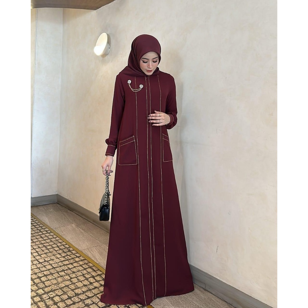 Marwah Dress Polos Baju Gamis Lebaran Terbaru 2025 Model Kekinian Wanita Dewasa Elegant