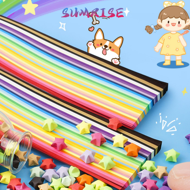 

DIY 540 sheets Star Origami Paper Rainbow Kertas Origami Bintang lebar Star Origami Paper Gradient Color Origami