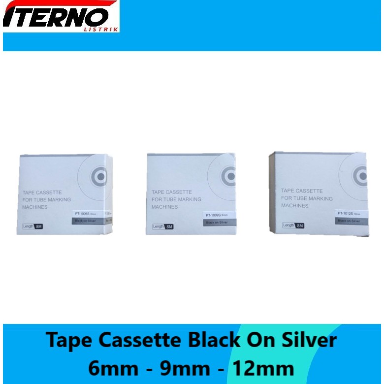 Puty Label Tape Cassette 6mm PT-1006S Black On Silver untuk PT1010