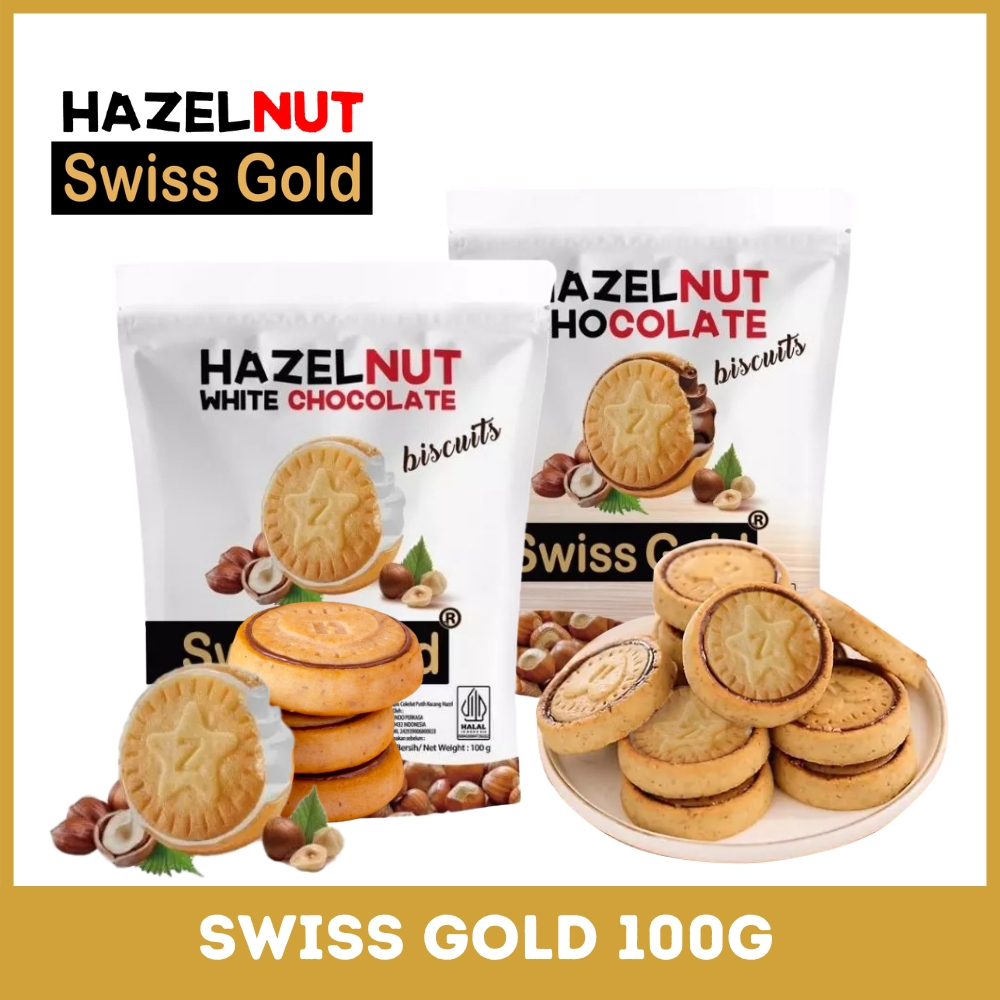 

Swiss Gold Hazelnut Biscuit Biskuit Hazelnut Milk White Chocolate 100g