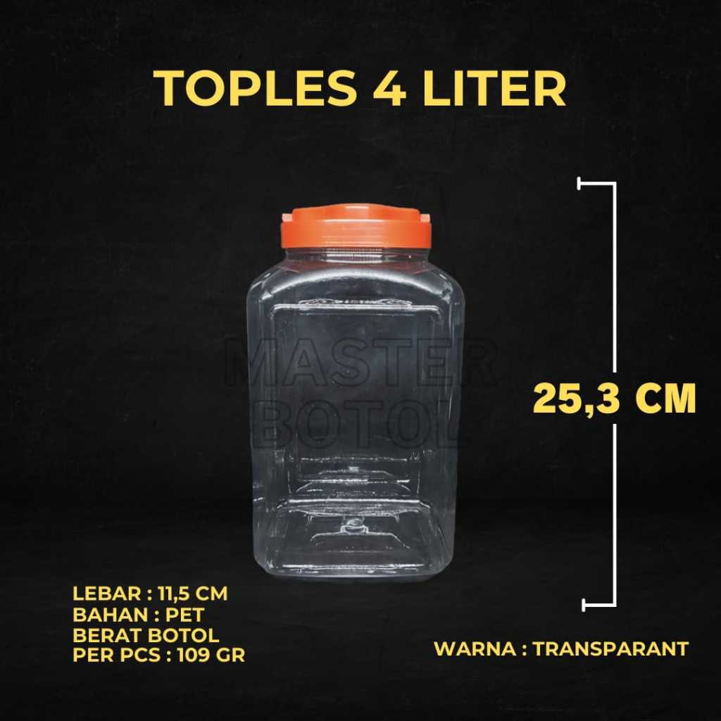 GOJEK Toples 4 liter ltr PET plastik cupang beta TANPA TUTUP
