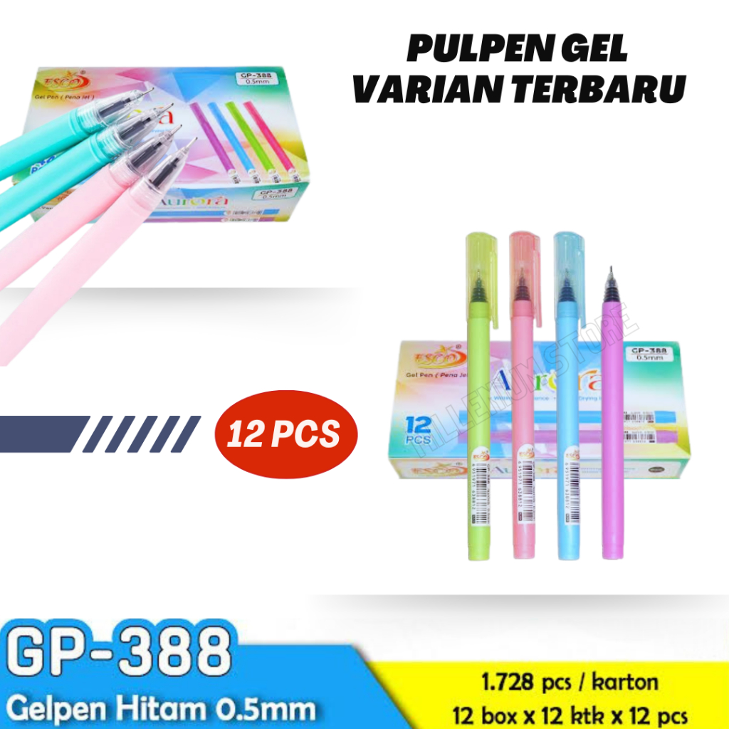 

(12pcs) pulpen gel / Pena Gel / Gel Pen Office Smooth 0,5mm / Gel Pen 1 Lusin Tinta HITAM / Bisa Cod