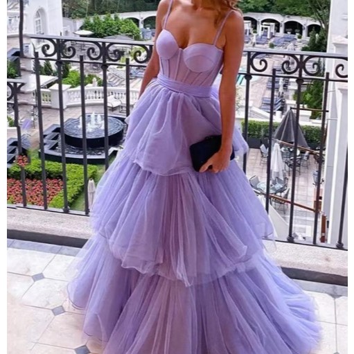 GAUN A-LINE  LILAC DRESS /WEDDING PURPLE TULLE  DRESS PARTY / DRESS /GAUN REMAJA
