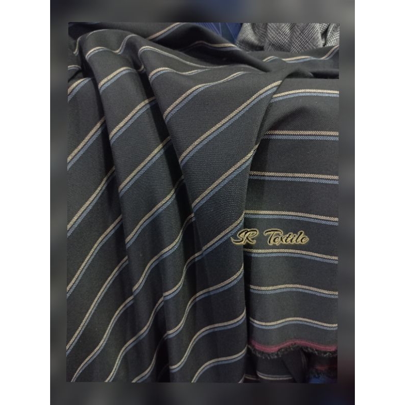 Kain bahan celana/jas _kain semiwoll motif salur import_kain woll-bahan celana terbaru