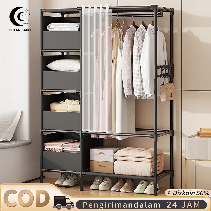 COD Rak Baju Rak Baju Celana Tas Topi Sepatu Sandal Portable Stand Hanger Lemari Pakaian Minimalis R