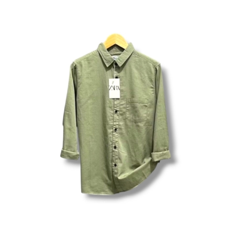 Kemeja Pria Lengan Panjang Hijau-zara kemeja putih-kemeja krah pria slimfit