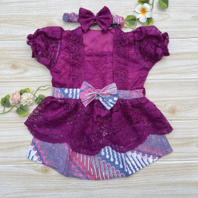 Kebaya Bayi / Kebaya Anak Perempuan / Kebaya Anak Kinan warna Ungu Terong