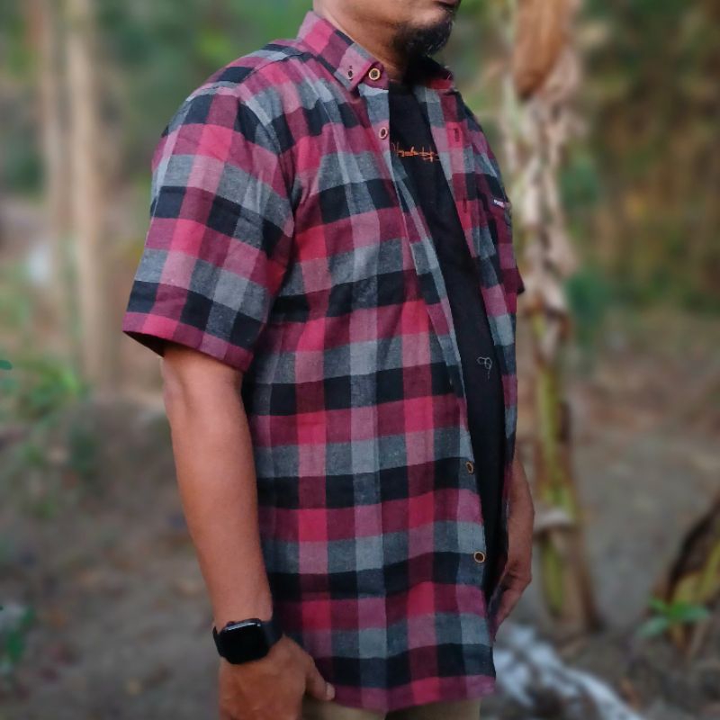KEMEJA FLANEL PENDEK  PRIA JUMBO SIZE XXXXL PREMIUM KOTAK KOTAK PRIA WANITA