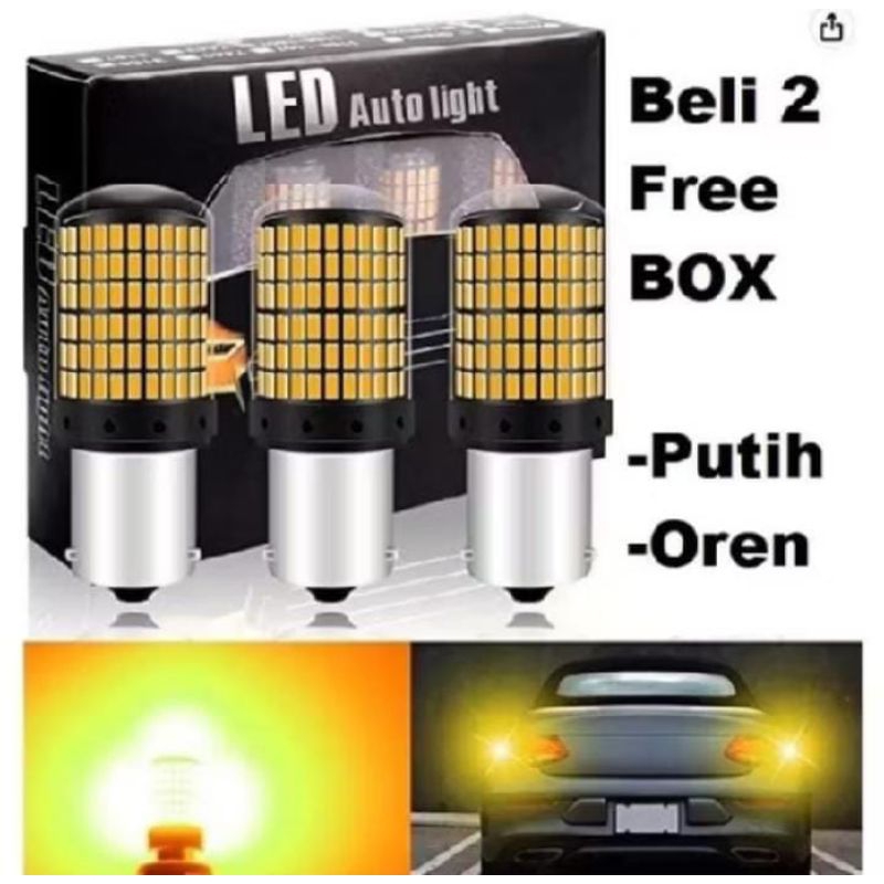 Lampu LED Sein dajjal Mundur S25 Bayonet 1156 bohlam KUNING SUPER BRIGHT TERANG mobil 2PCS