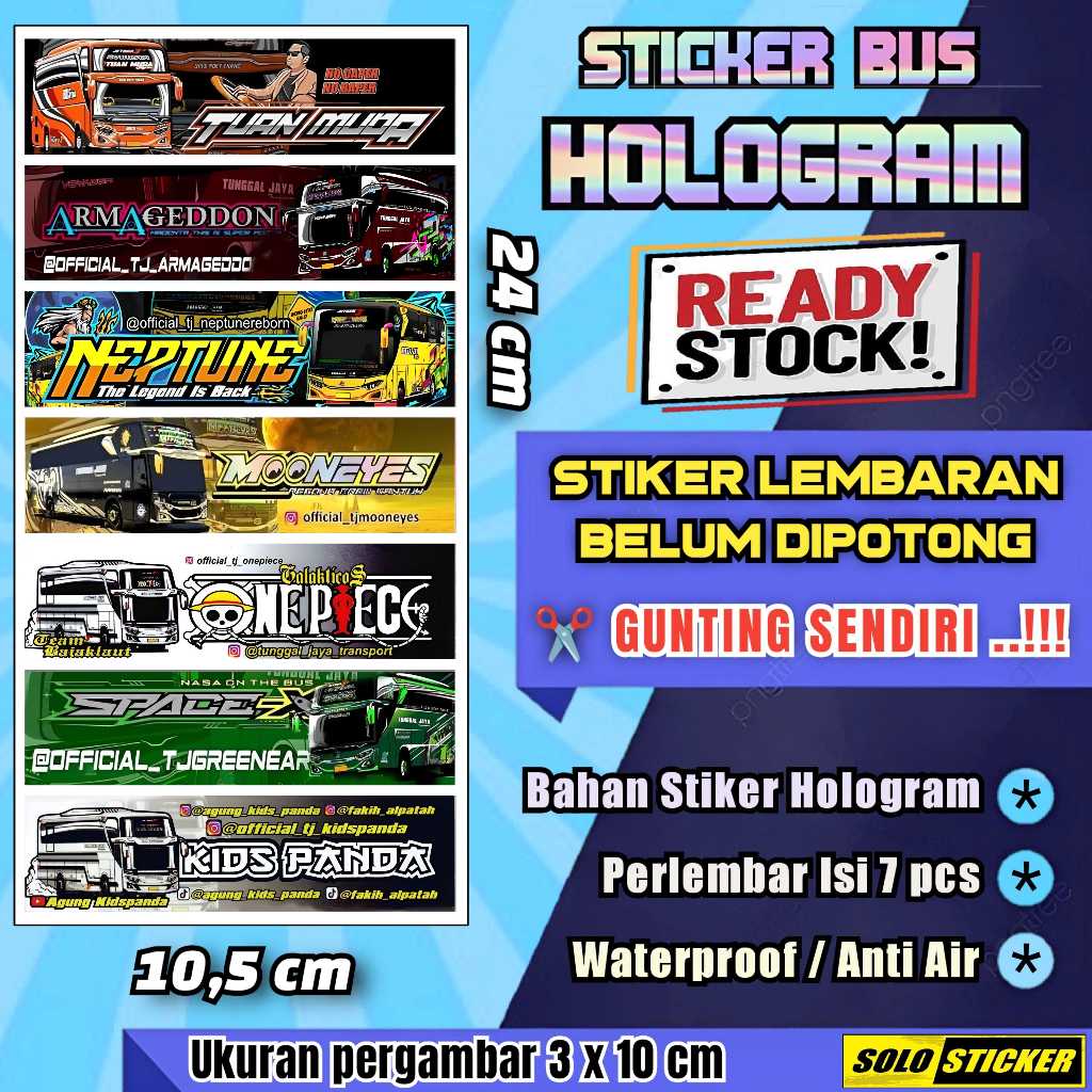 

Stiker Bus Panjang Hologram Lembaran Isi 7pc