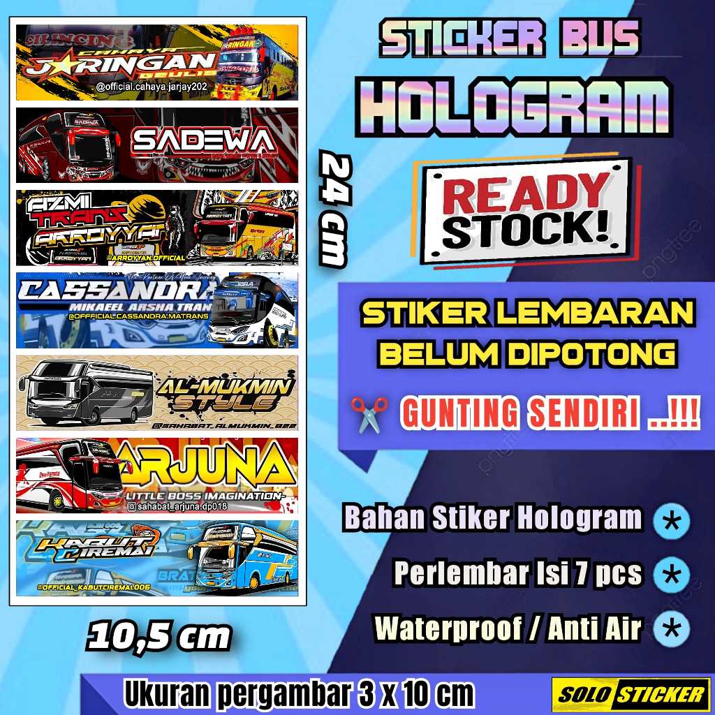 

Stiker Bus Panjang Hologram Lembaran Isi 7pc