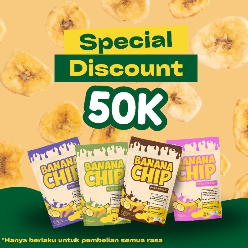 

DISCOUNT!! BANANA CHIP UNTUK SEMUA VARIAN RASA