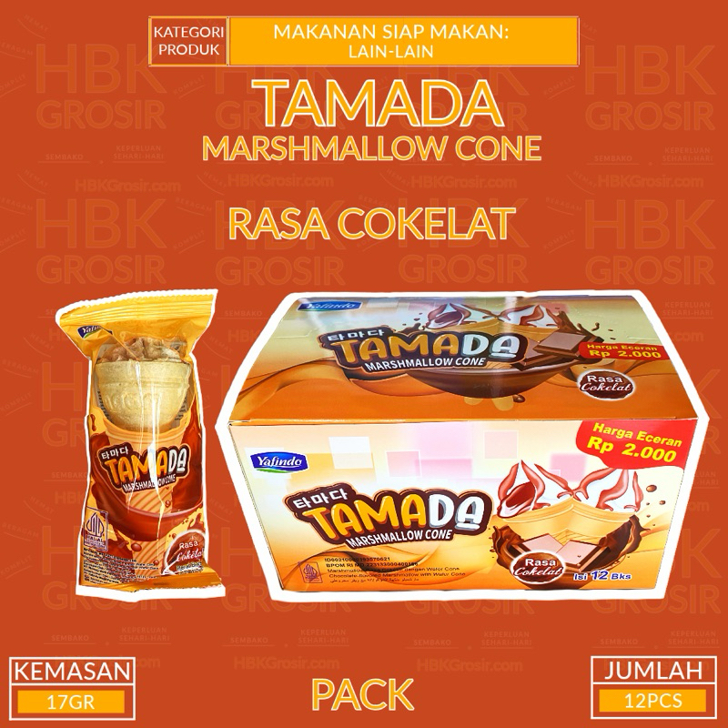 

Tamada Marshmallow Cone Rasa Cokelat - Pack isi 12PCS [HBK GROSIR - Hemat Beragam Komplit]