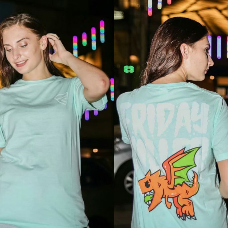 Kaos Distro Friday Killer Dinosaurus Hijau Mint Lengan Pendek - Tshirt Baju Distro Bandung Murah