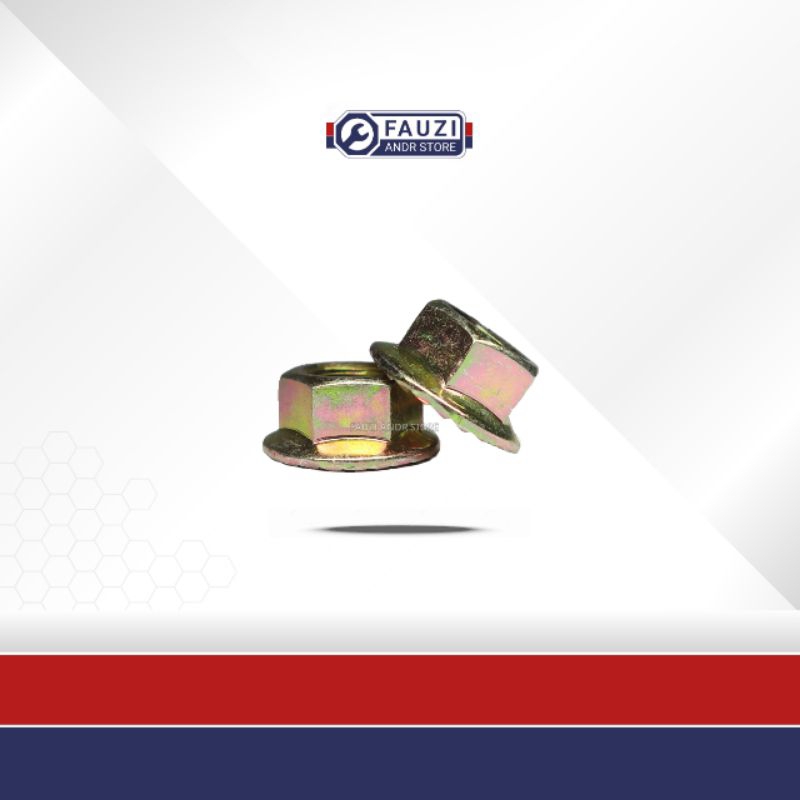 MUR Flange M10 Pitch 1.25 (drat halus) Besi Kuning | Mur 14 | Mur as Roda