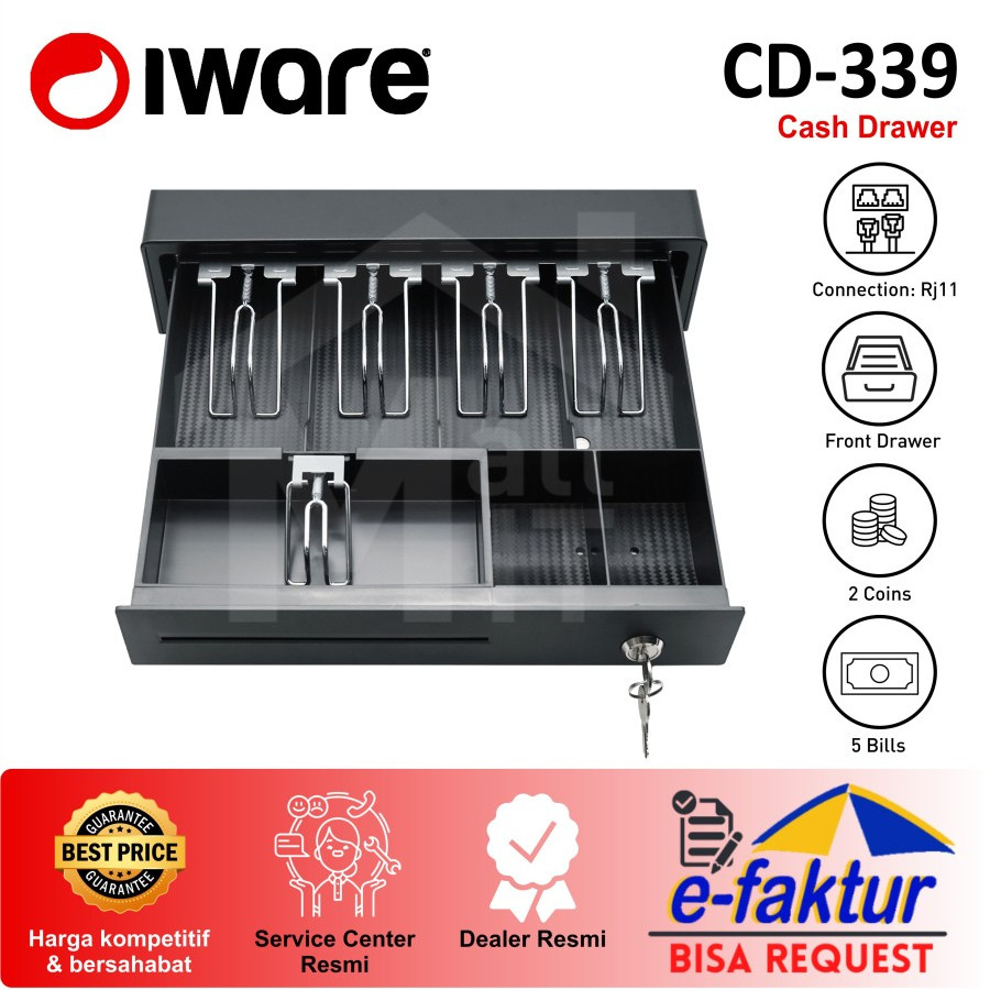 CASH DRAWER LACI KASIR RJ11 IWARE CD-339 CD339 POS Penganti CD330 MDN