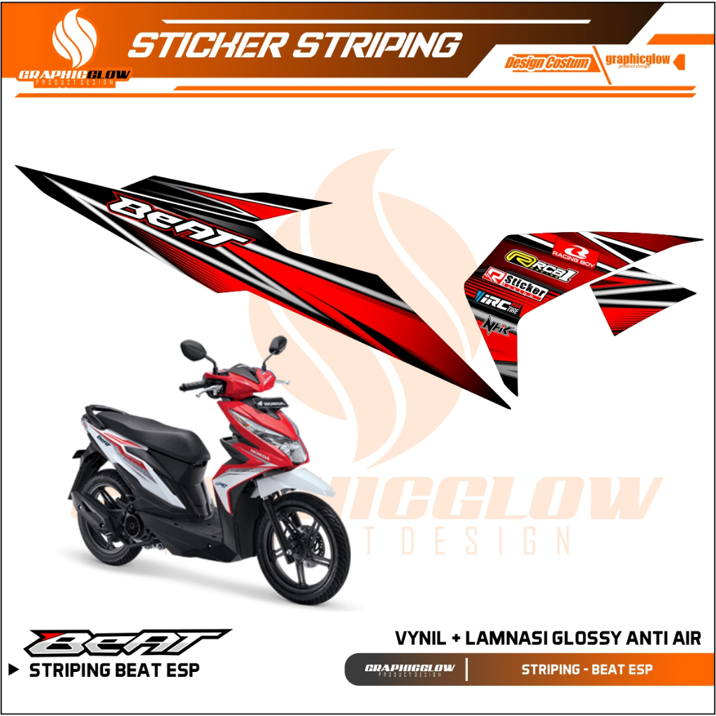 STIKER STRIPING MOTOR BEAT FI NEW ESP 2017 2018 2019 MOTIF RACING