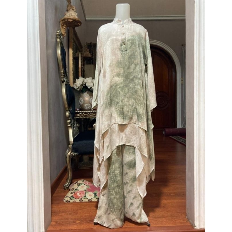 Setelan tunik wanita celana kulot tiedye modern terbaru,baju lebaran,baju kondangan mewah elegan / z