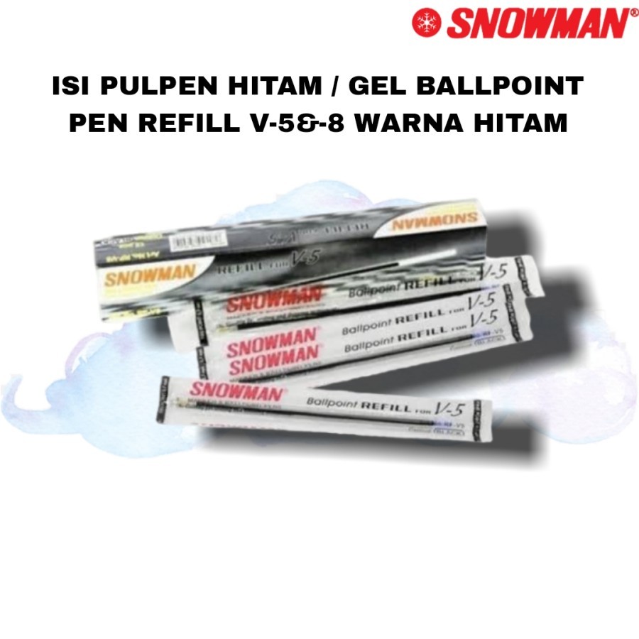 

ISI PULPEN SNOWMAN HITAM / GEL BALLPOINT PEN REFILL V-5&V-8 MERK SNOWMAN WARNA HITAM