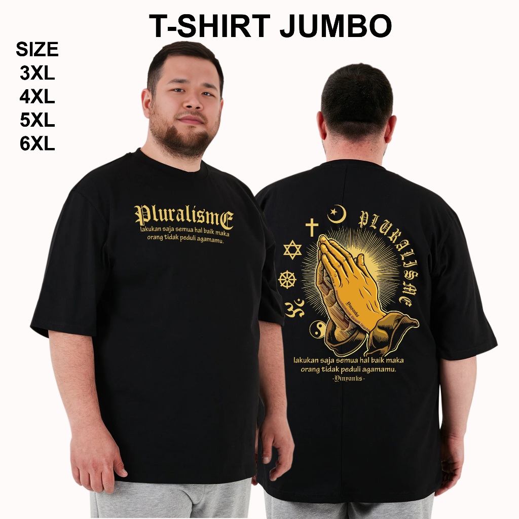 Yinyanks Kaos Jumbo Pria Pluralisme Hal Baik T-shirt Ynks big size big catton combed 24s
