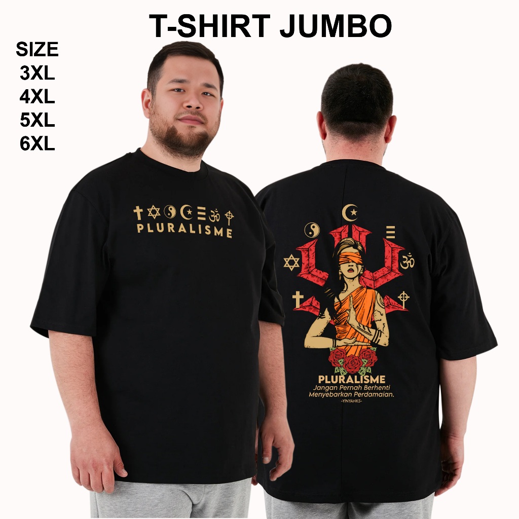 Yinyanks Kaos Jumbo Pria Pluralisme Perdamaian T-shirt Ynks big size big catton combed 24s