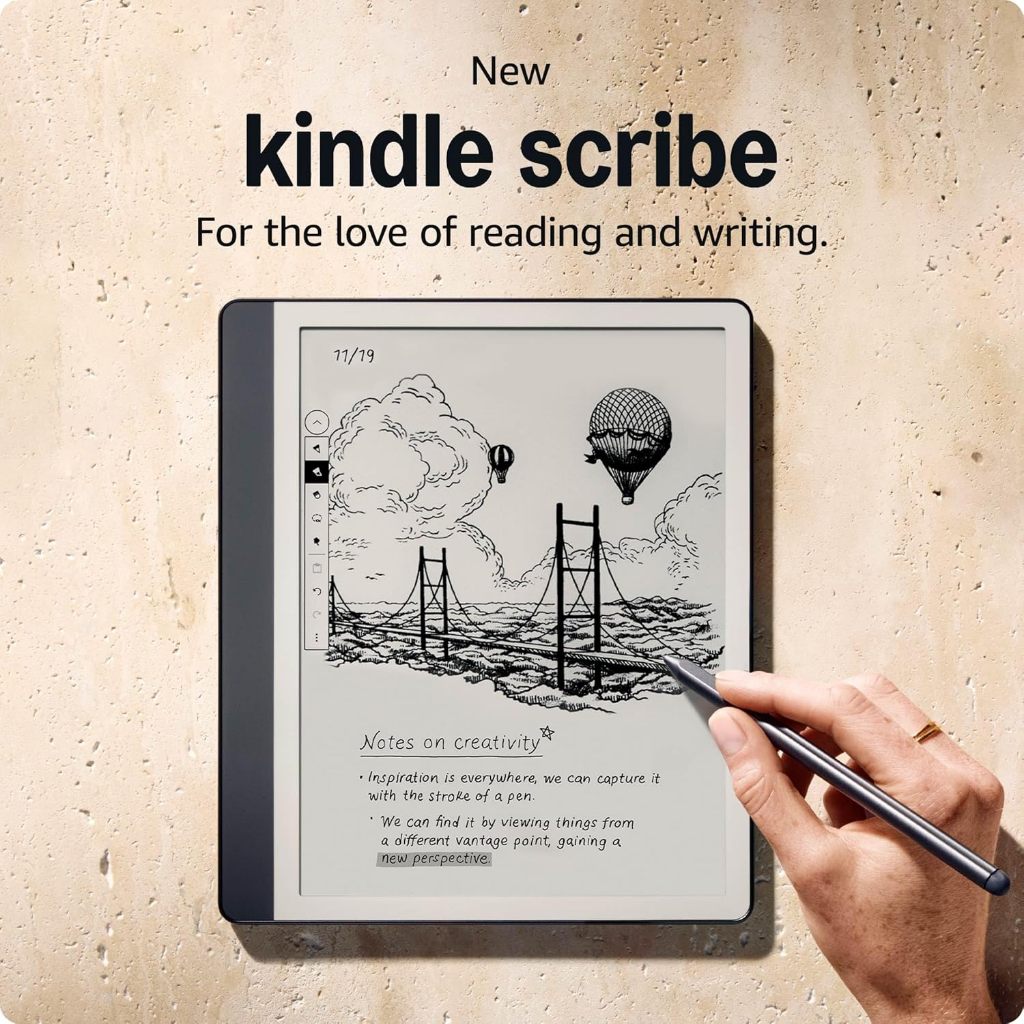 New Amazon Kindle Scribe - Redesigned display with uniform borders. With built-in notebook summariza