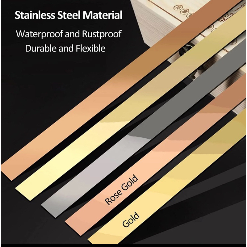 PLAT MIRROR GOLD | LIST GOLD STAINLESS STEEL | LIST PLAT STRIP (BUKAN STIKER)