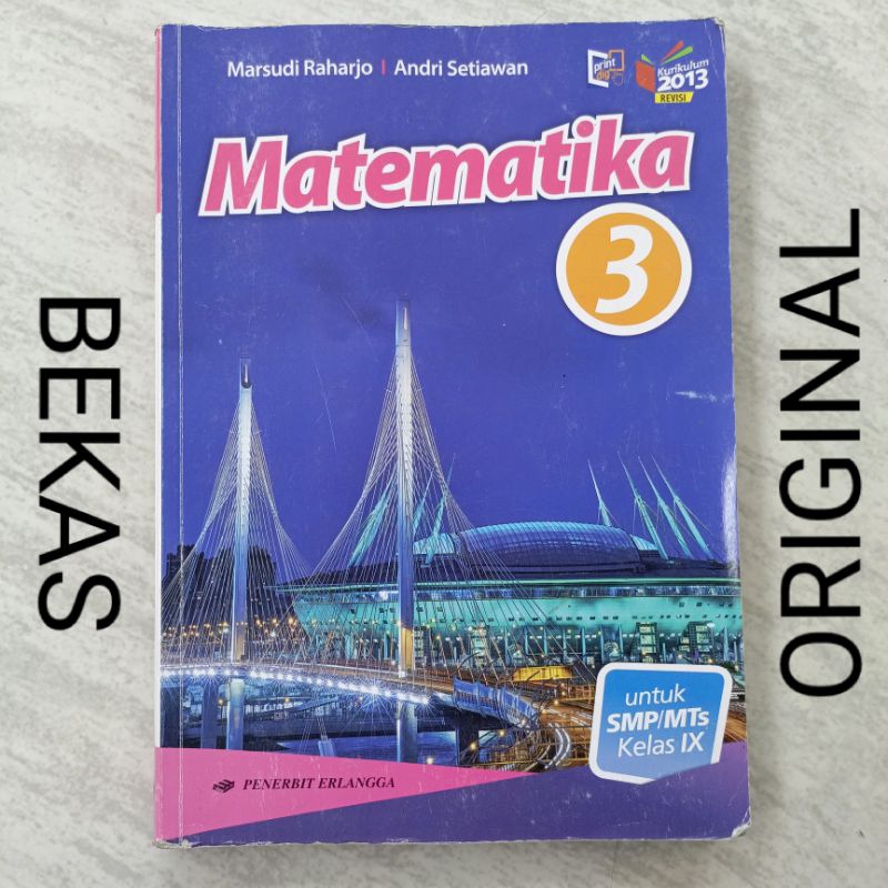 Buku Matematika MTK kelas 9 IX 3 III SMP MTS Penerbit Erlangga Kurikulum 2013 Revisi - Marsudi Rahar
