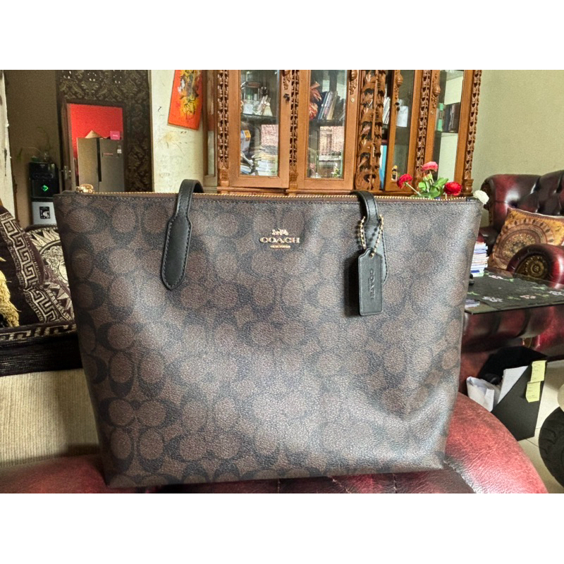 Tas Coach Sing Zip Totebag brown/black