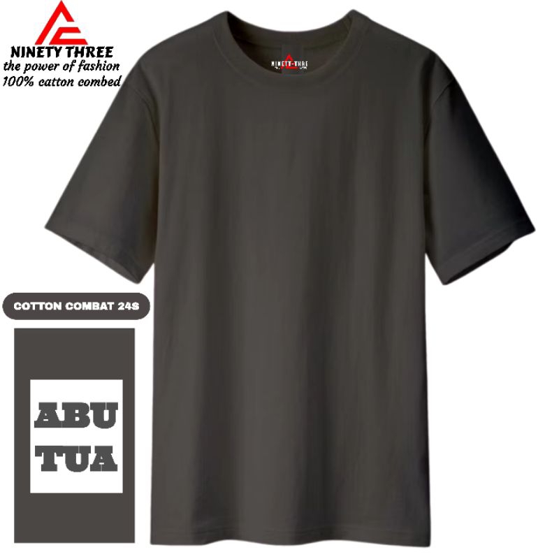 KAOS POLOS ABU TUA PREMIUM COTTON COMBED 24S / t-shirt Unisek pria/wanita