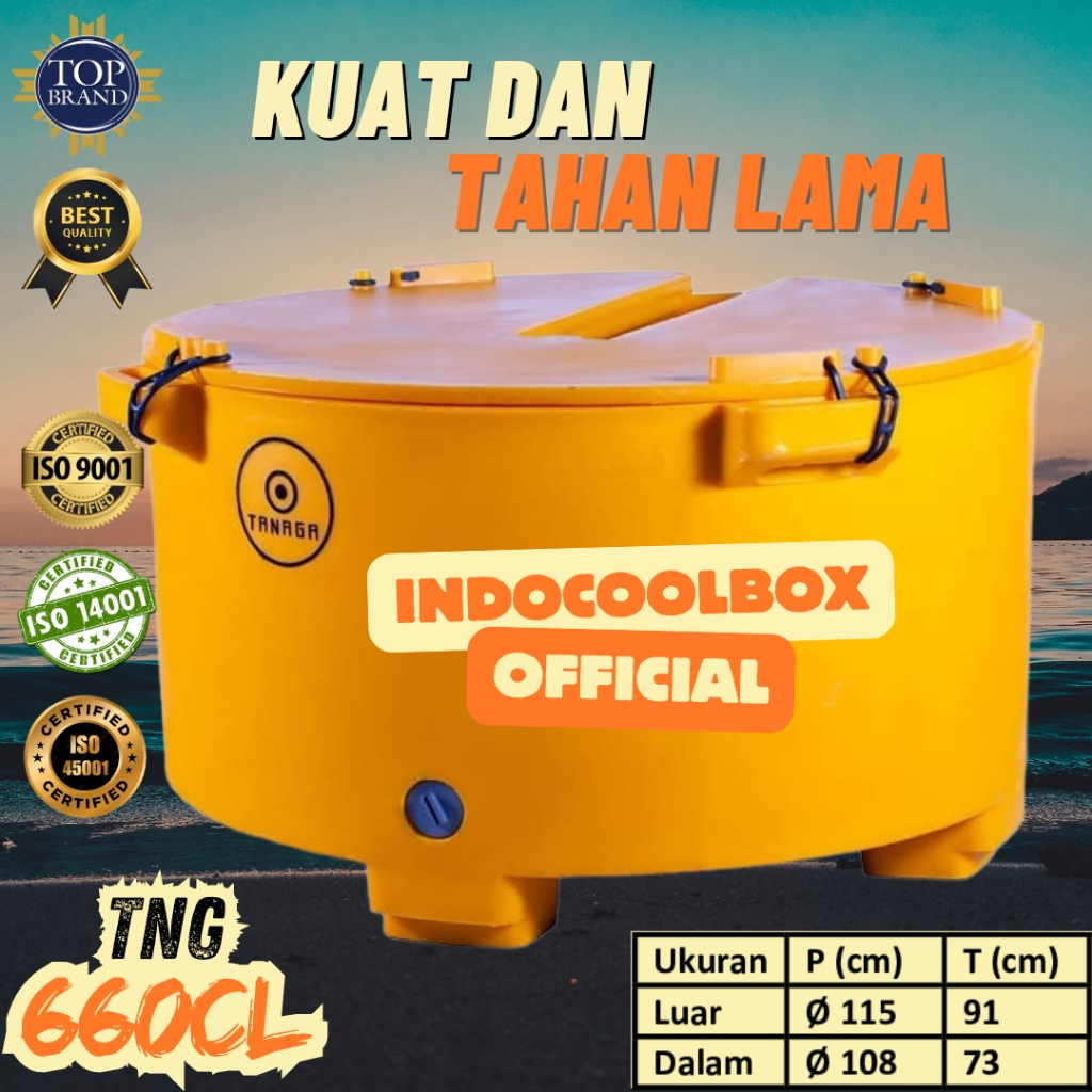 Cooler Box Tanaga 660 Liter Cylinder Termos Kotak Tempat Es Batu Daging Ikan Frozen Coolbox Ice Box