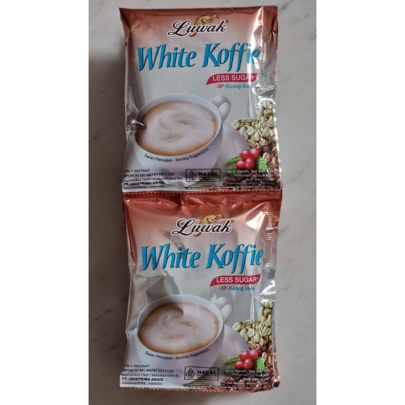 

Kopi Luwak White Koffie Premium LESS SUGAR isi 10 sachet (1 renceng )10x20gr