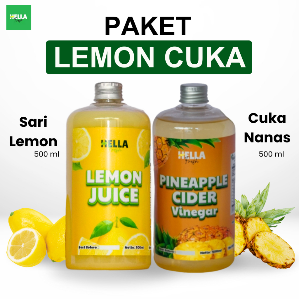 

Hella Fresh Paket Sari Lemon 500 ml + Cuka Nanas 500 ml/Bundling Diet Diabetes Sari Lemon Cuka Nanas