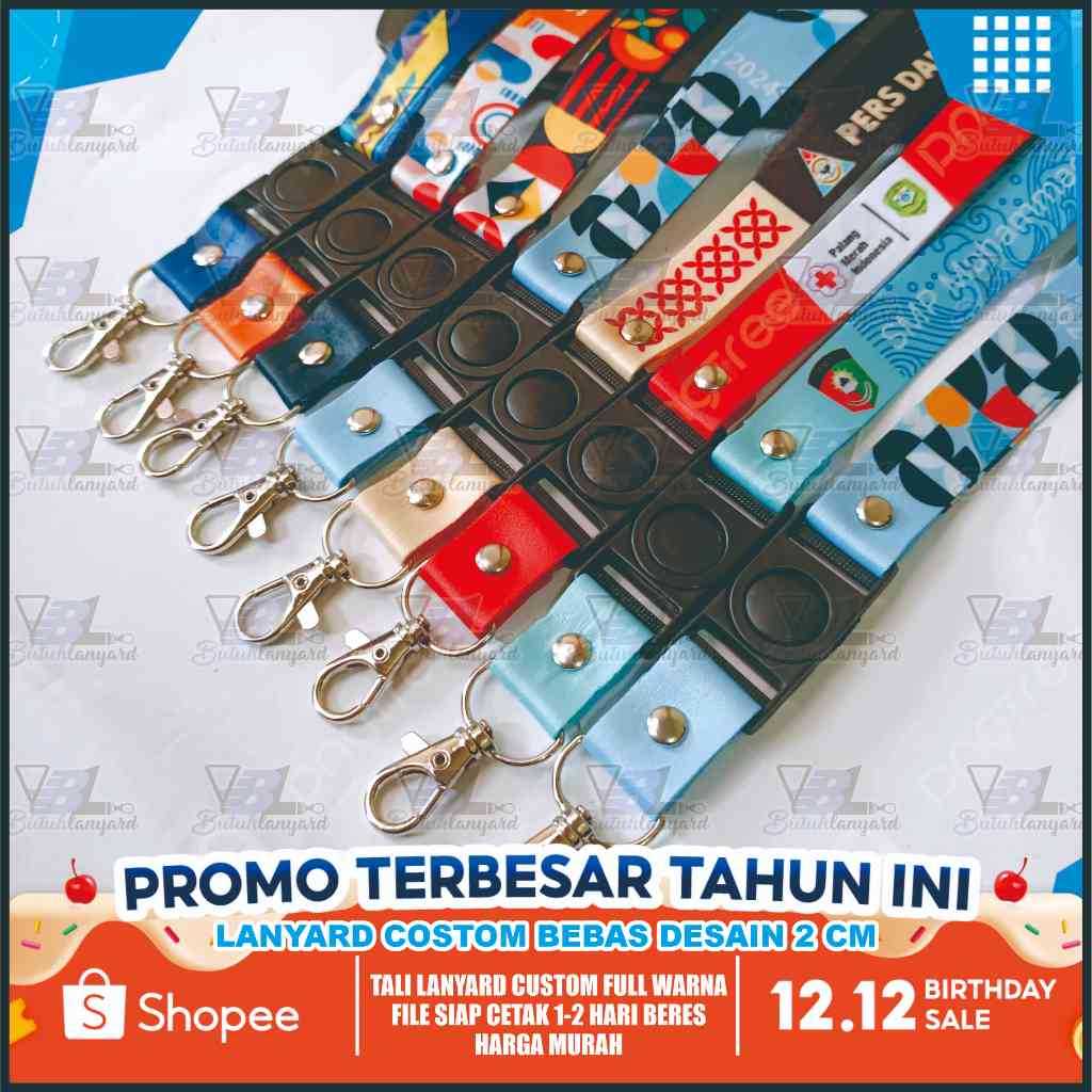 

Tali Lanyard custome free desain tali id card custome print sublim 2 cm 2 sisi/cetak lanyard custome/gantungan id card custom