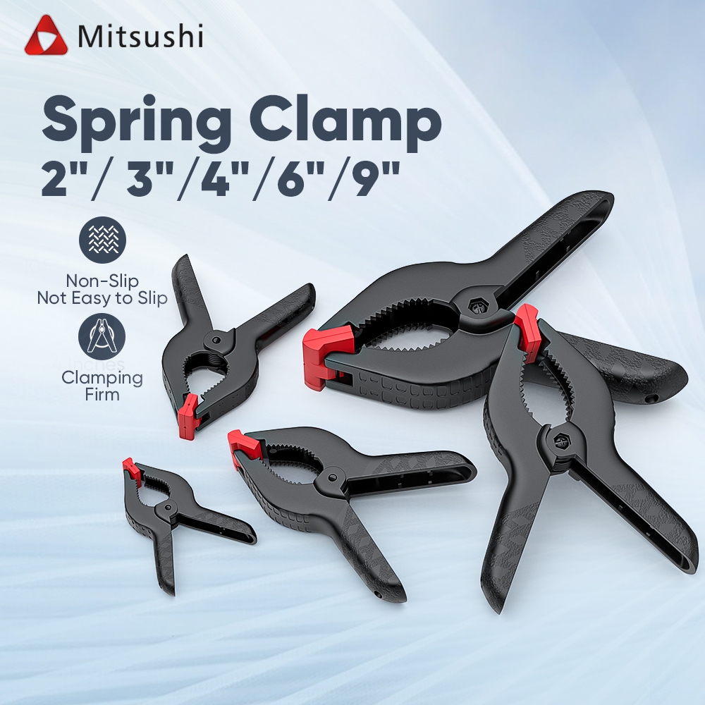 Mitsushi Spring Clamp Nylon 2" 3" 4" 6" 9" Alat Penjepit Kayu Besi Alat Catok Multiplek Pegas Klem Q