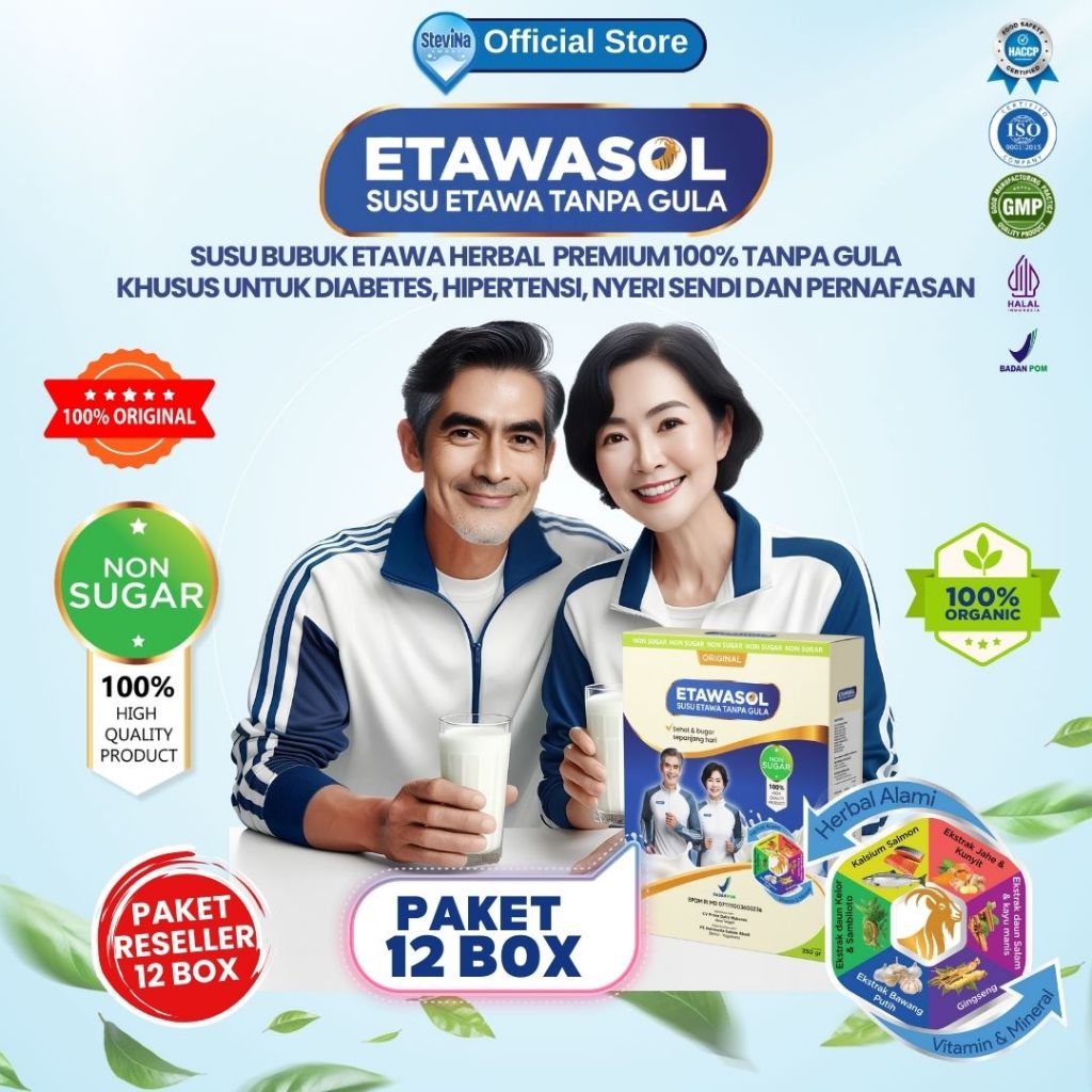 

Etawasol - Susu Etawa Bebas Gula Atasi Diabetes, Hipertensi, Nyeri Sendi dan Pernafasan - 12 Box