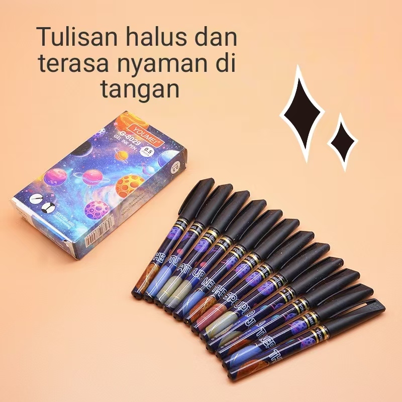 

(12)pulpen new gel 0.5mm bolpoin gel pens Planet di alam semesta! Model terbaru