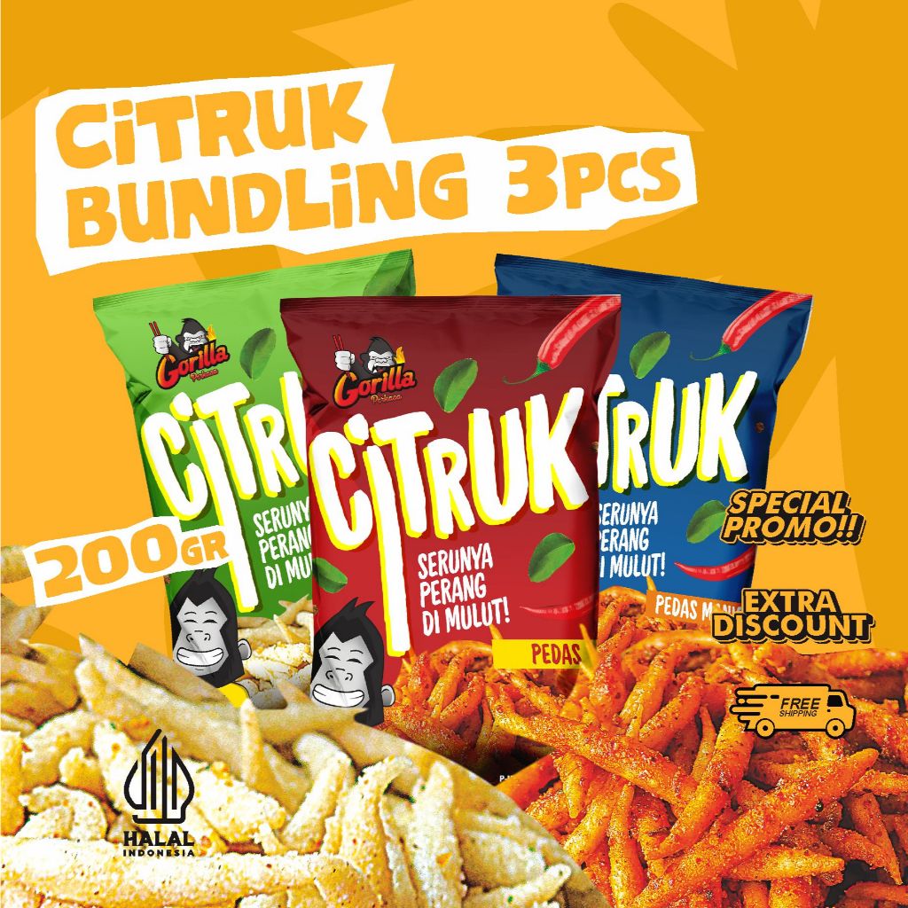 

⁠Bundling Citruk 200gr 3pcs mix Makanan Ringan Pedas