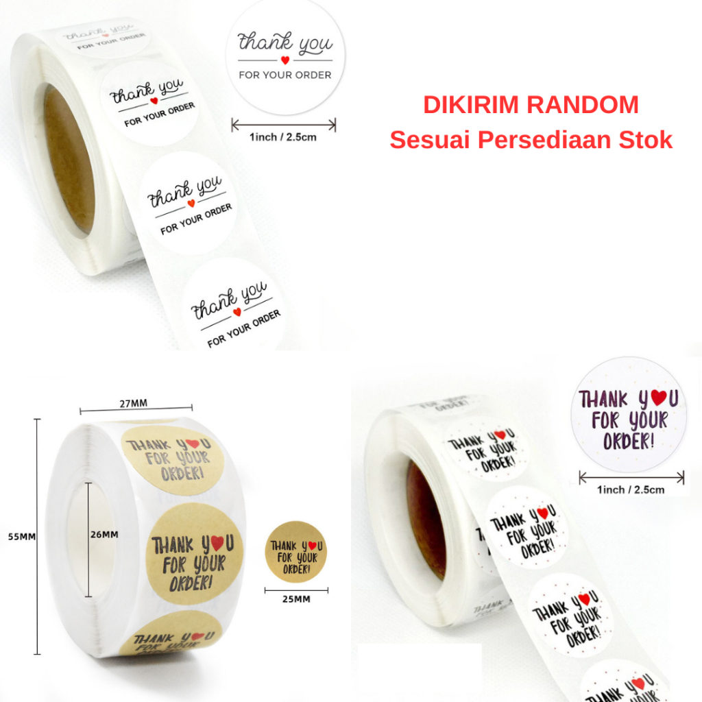 

Sticker THANK YOU FOR YOUR ORDER Roll Isi 500 Pcs 2.5 CM Stiker Terima Kasih Self Adhesive Seal Label Roll Stiker